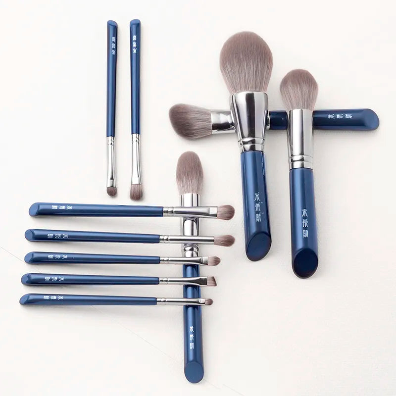 Cardie B MyDestiny Azure Blue 11pcs Makeup Brush Set&Kit  Super Soft Fiber, High Quality Face&Eye Foundation Eyeshadow  Powder Brush