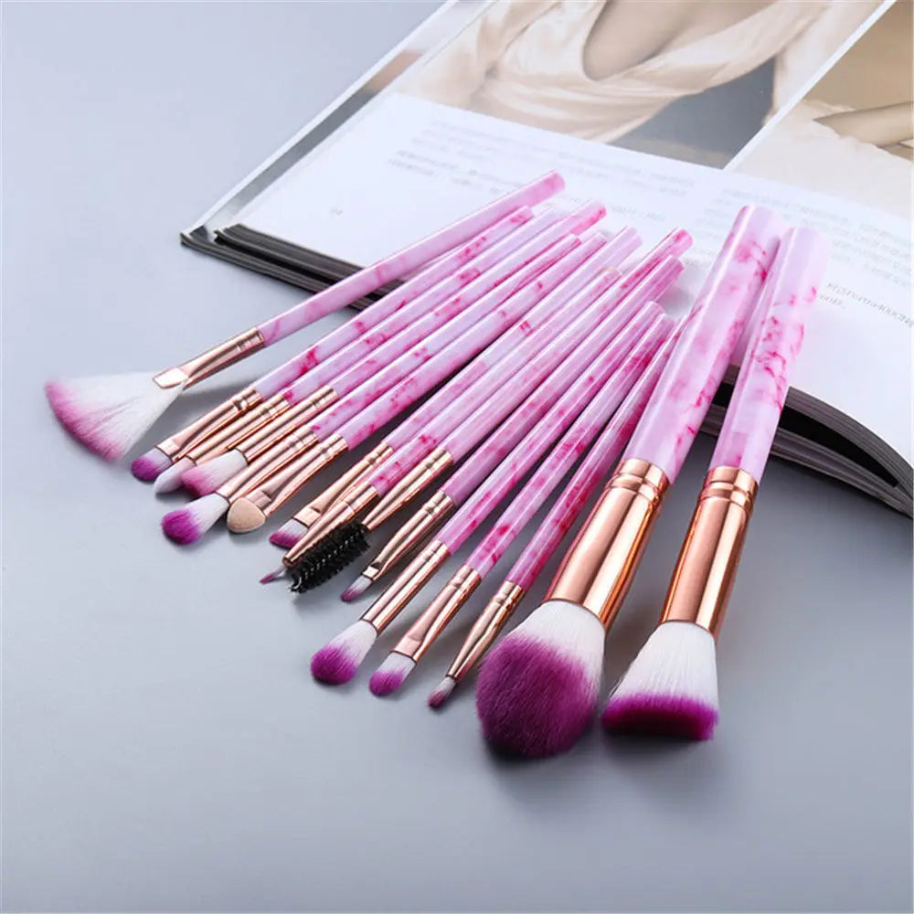 Cardie B15pcs Marble makeup brushes set with makeup sponges with Face washing brush make up brushes makeup tools