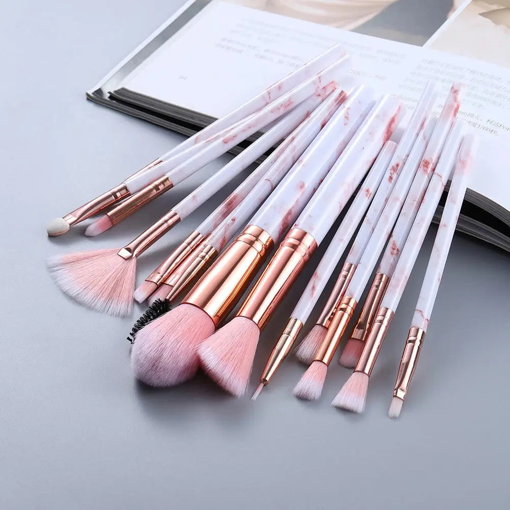 Cardie B15pcs Marble makeup brushes set with makeup sponges with Face washing brush make up brushes makeup tools